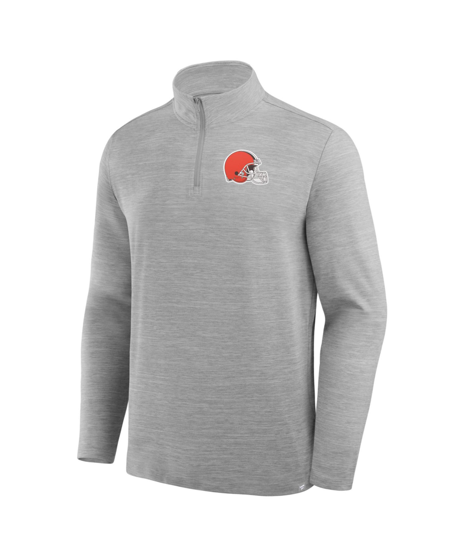 Men's Heather Gray Cleveland Browns Clutch Quarter-Zip Pullover Sweatshirt