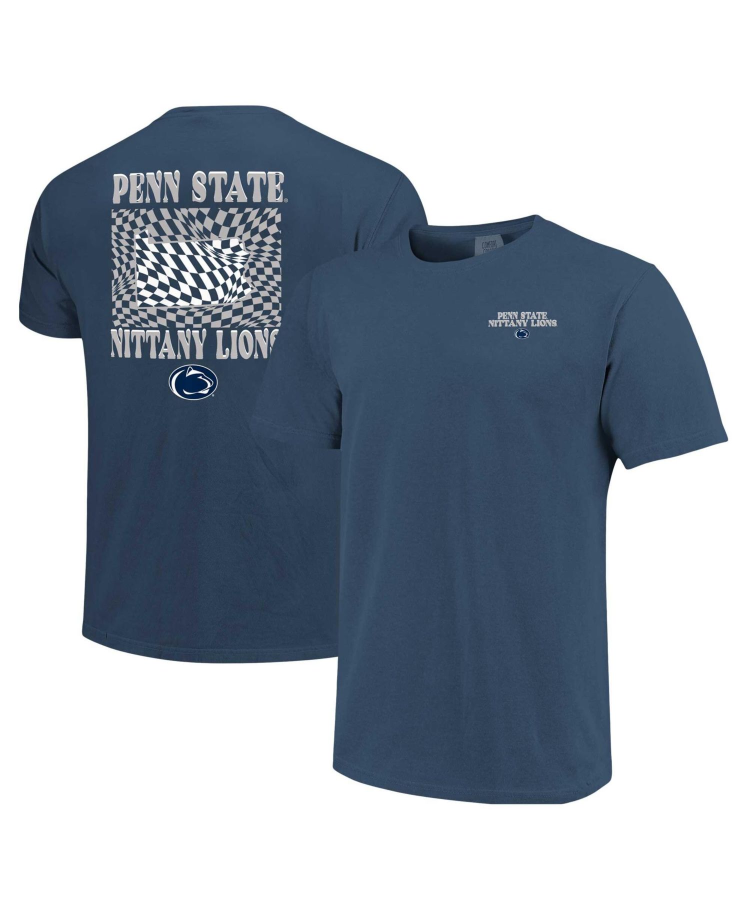 Women's Navy Penn State Nittany Lions Comfort Colors Checkered Mascot T-Shirt