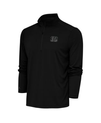 Men's Black Cincinnati Bengals Tonal Logo Tribute Quarter-Zip Pullover