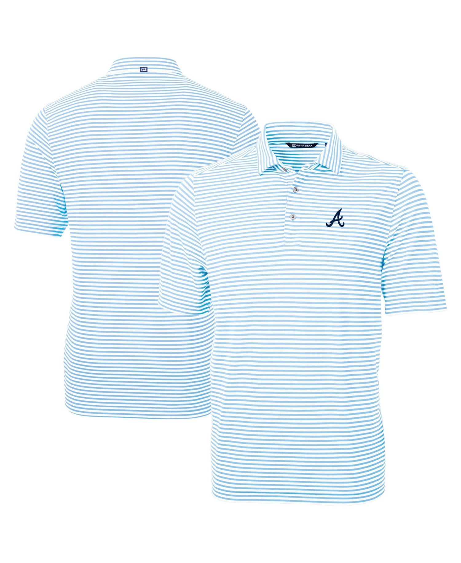 Men's Powder Blue Atlanta Braves Virtue Eco Pique Stripe Polo Shirt