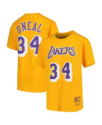 Big Boys and Girls Shaquille O'Neal Gold Los Angeles Lakers Hardwood Classics Name & Number T-Shirt