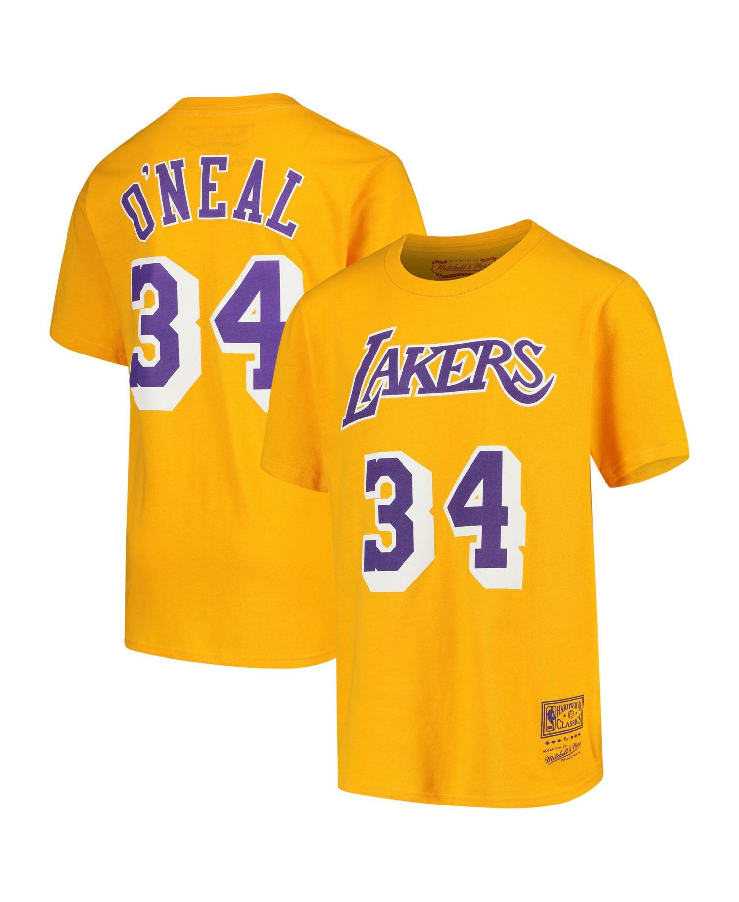 Big Boys and Girls Shaquille O'Neal Gold Los Angeles Lakers Hardwood Classics Name & Number T-Shirt