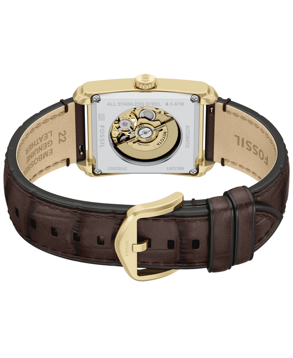 Fossil Men's Carraway Automatic Brown Croco Leather Watch 42mm