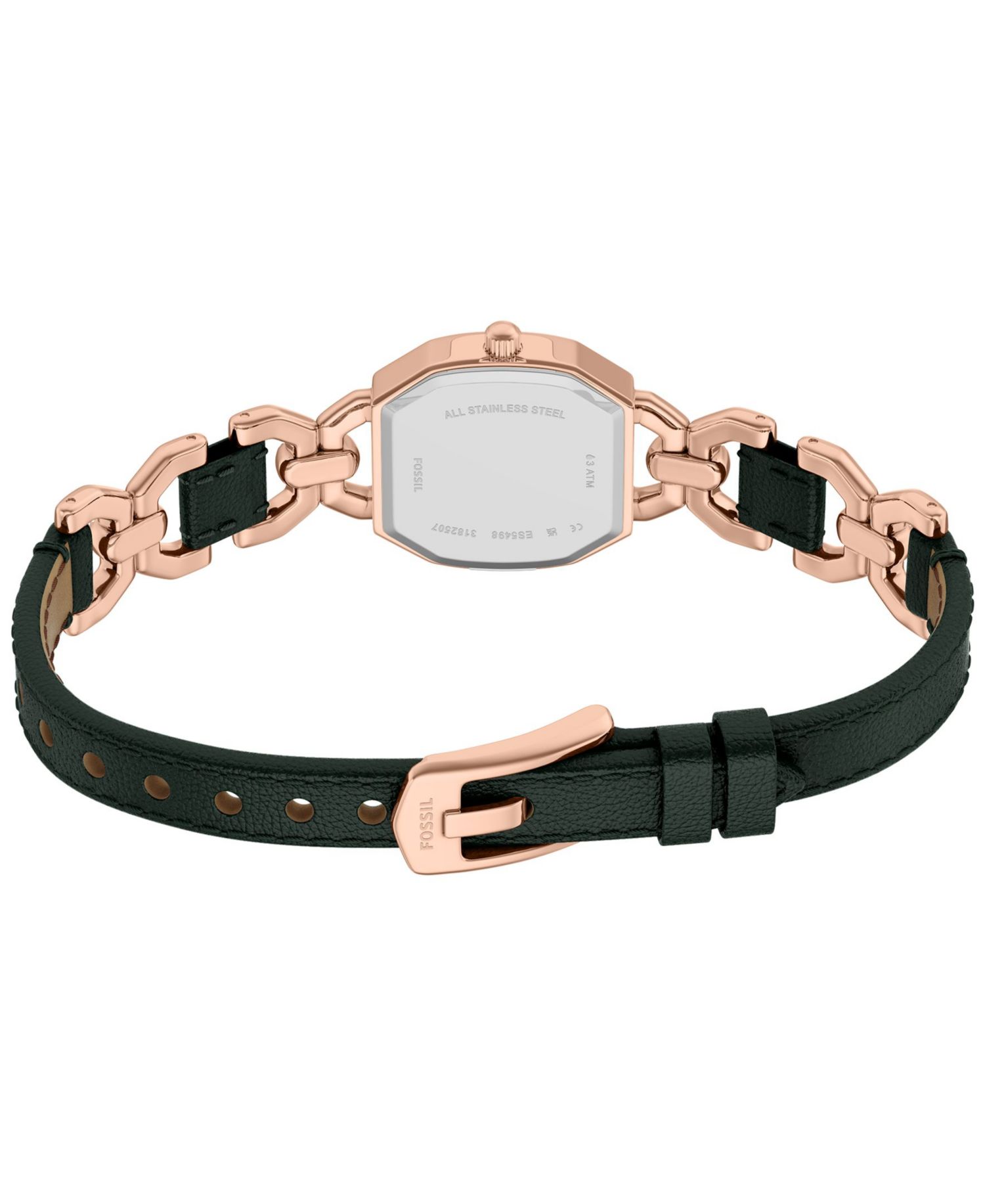 Women's Harlow Three-Hand Green Leather and Rose Gold-Tone Stainless Steel Watch 22mm