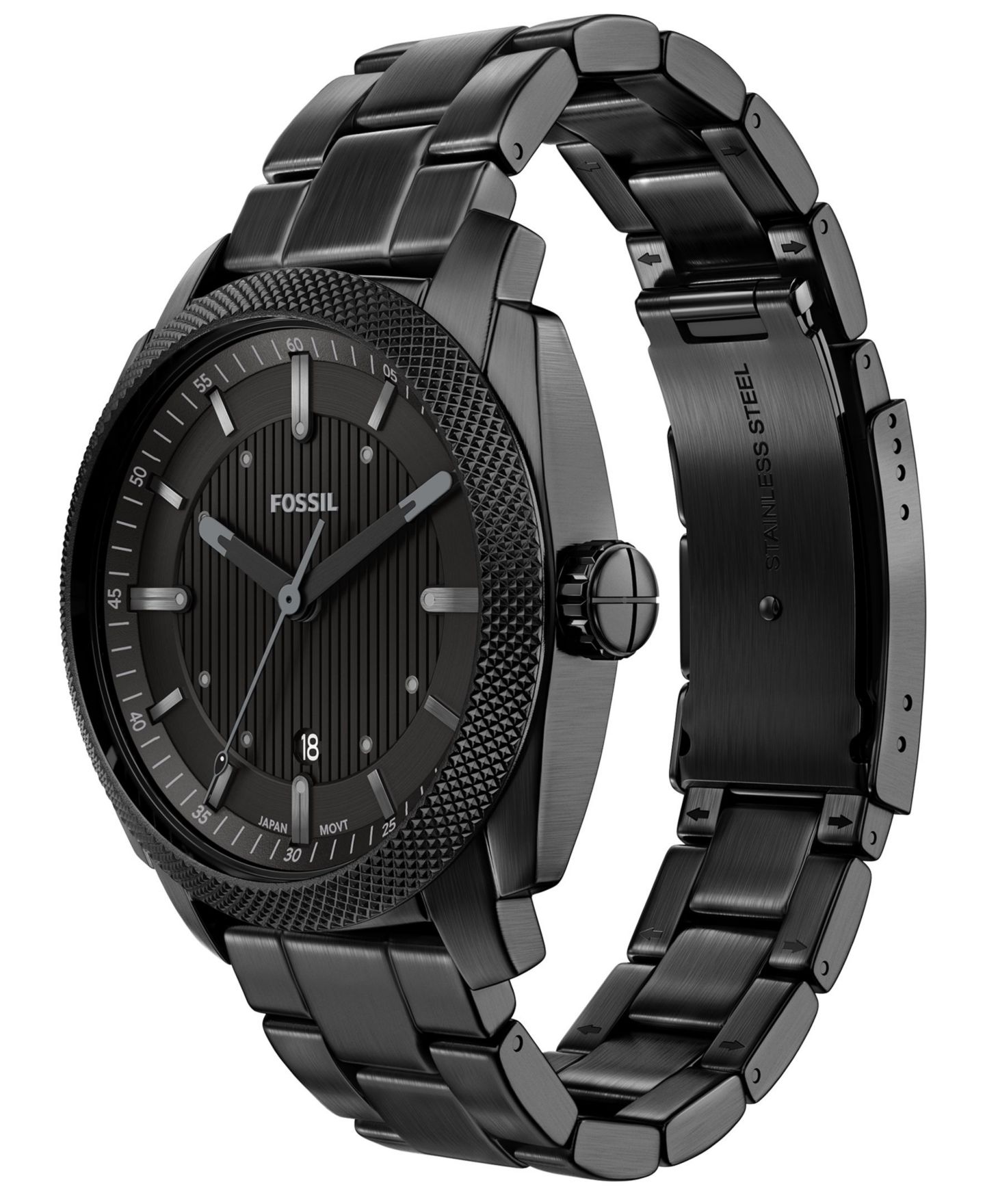 Мужские часы Fossil Machine Three-Hand Date Black Stainless Steel 41mm — фото 5