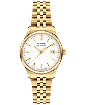 Women's Calendoplan Swiss Quartz Ionic Plated Light Yellow Gold Steel Watch 27mm