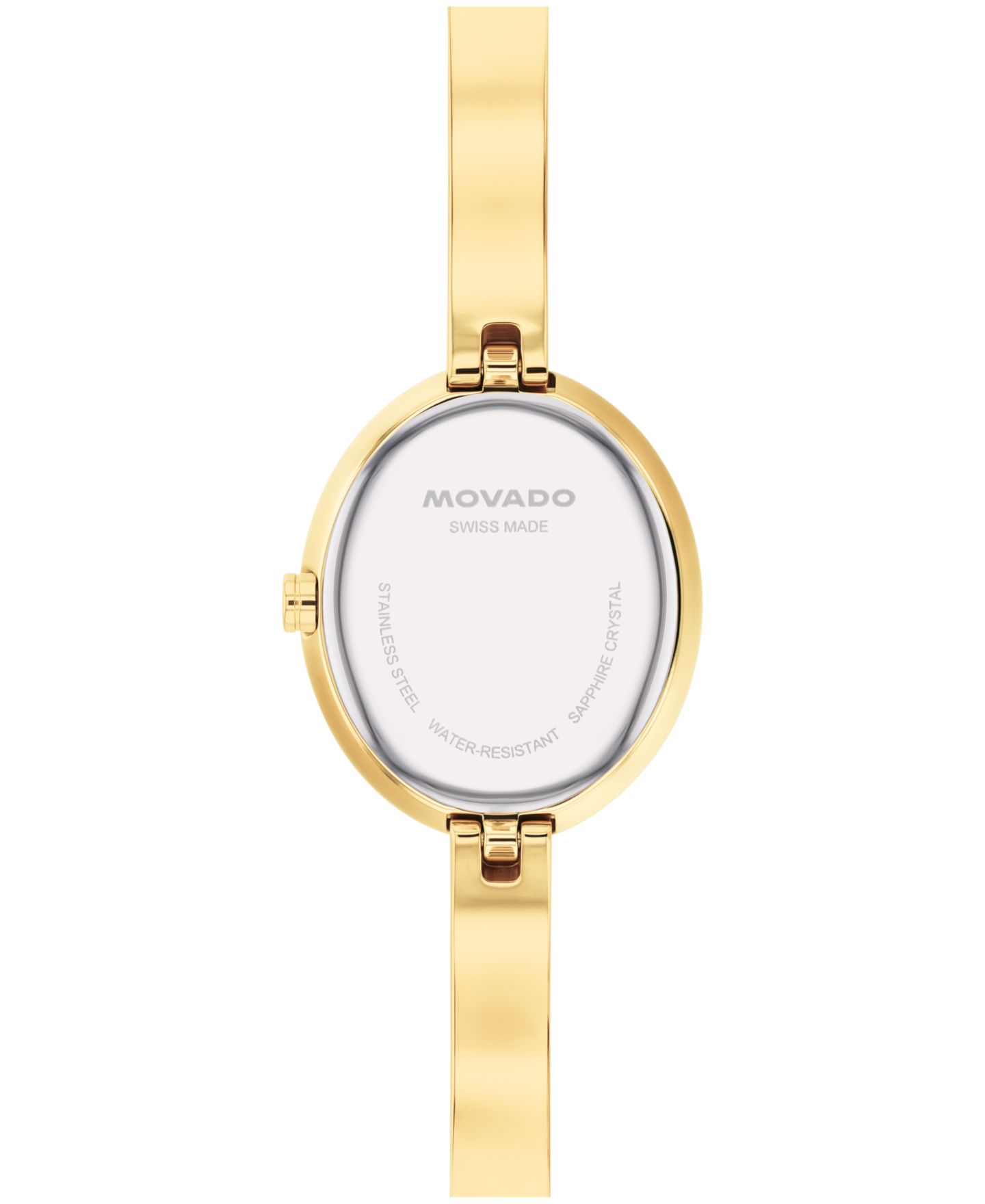 Женские часы Movado Museum Bangle овальные, швейцарский кварц, светло-жёлтая сталь, 22 мм — фото 3