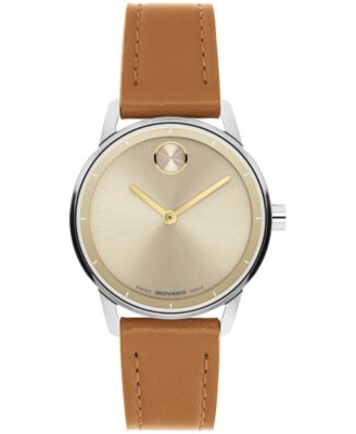 Women's Bold Echo Swiss Quartz Cognac Leather Watch 30mm