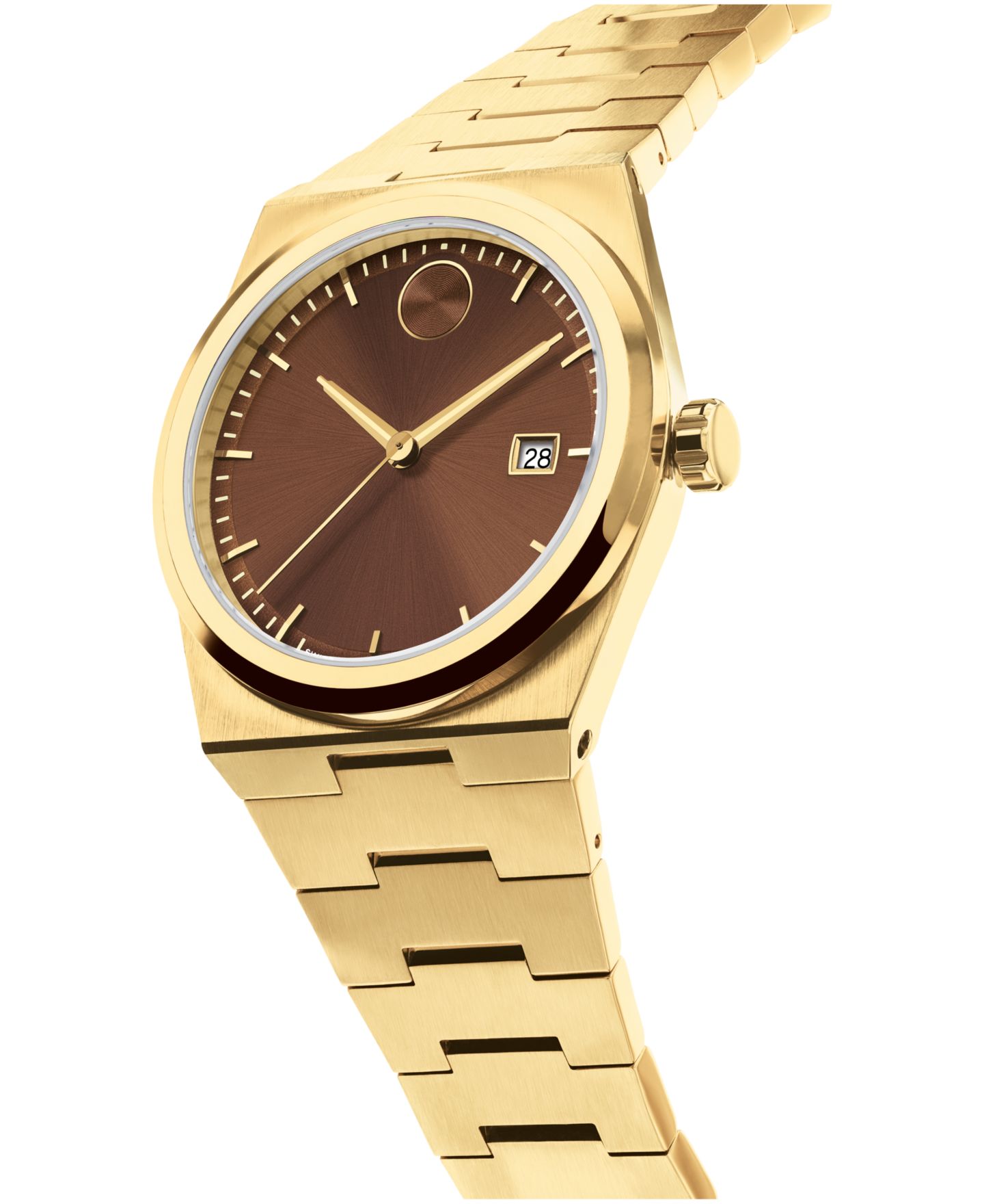 Мужские часы Movado Bold Quest Swiss Quartz Ionic Plated Light Yellow Gold Steel Watch 40mm — фото 2