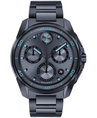 Men's Bold Verso S Swiss Quartz Chrono Ionic Plated Dark Blue Stainless Steel Watch 44mm