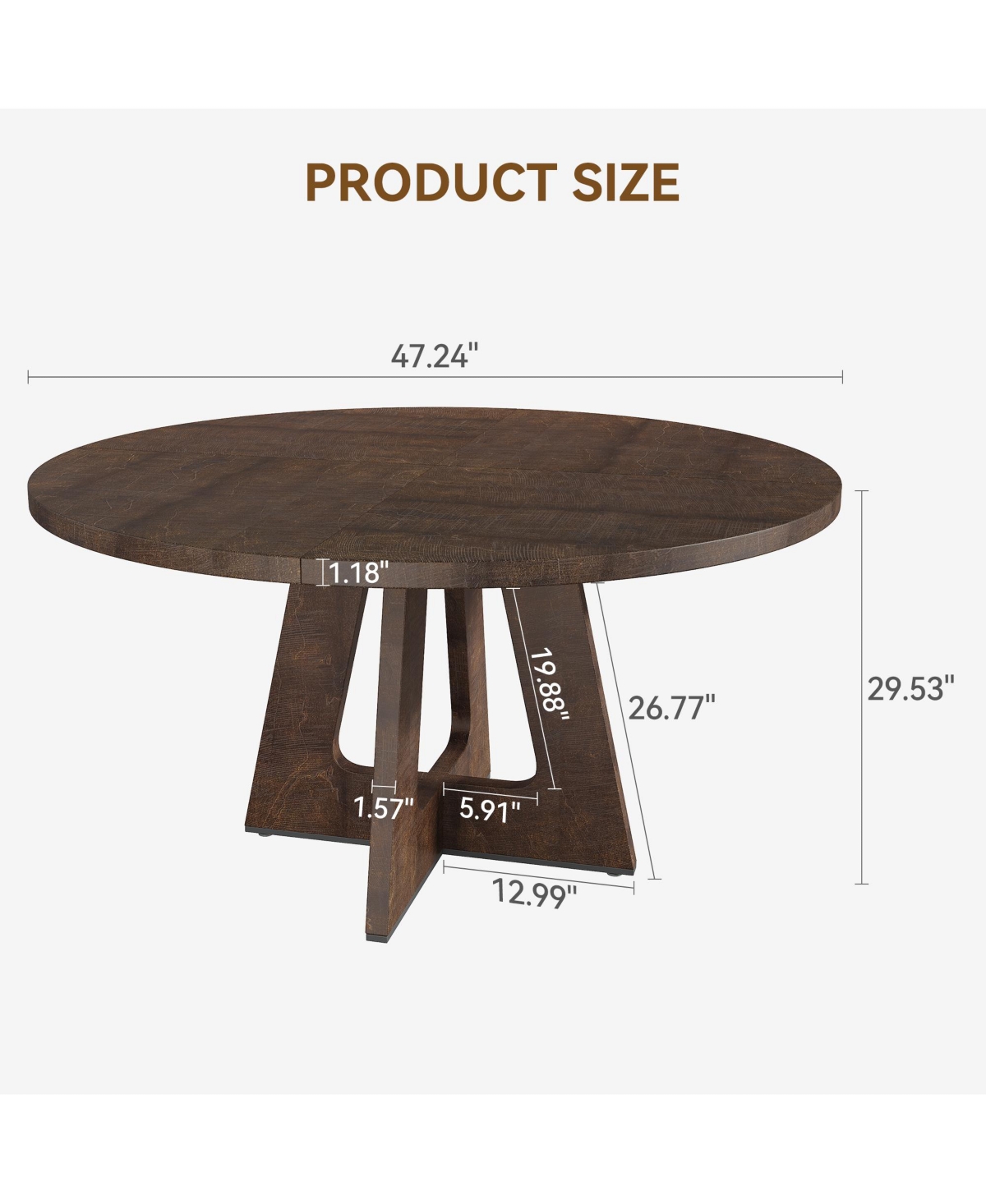 gaomon 47 in Round Large Dining Table Set for 4 to 6