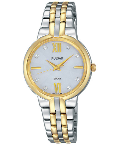 Pulsar Women's Solar Two-Tone Stainless Steel Bracelet Watch 29mm PY5024