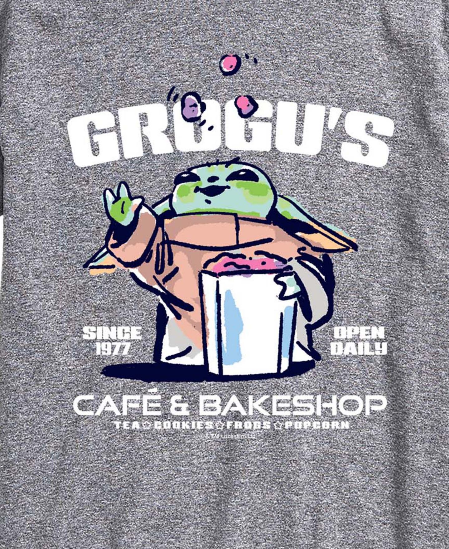 Мужская футболка AIRWAVES The Mandalorian & Grogu Grogus Cafe Bakeshop Graphic, цвет: Меланжевый — фото 3
