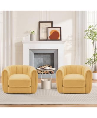 Modern Striped Swivel Barrel Accent Chair, 360degree(s) Rotating Soft Upholstered Arm Lounge Chair for Living Room Bedroom Office Small Spaces