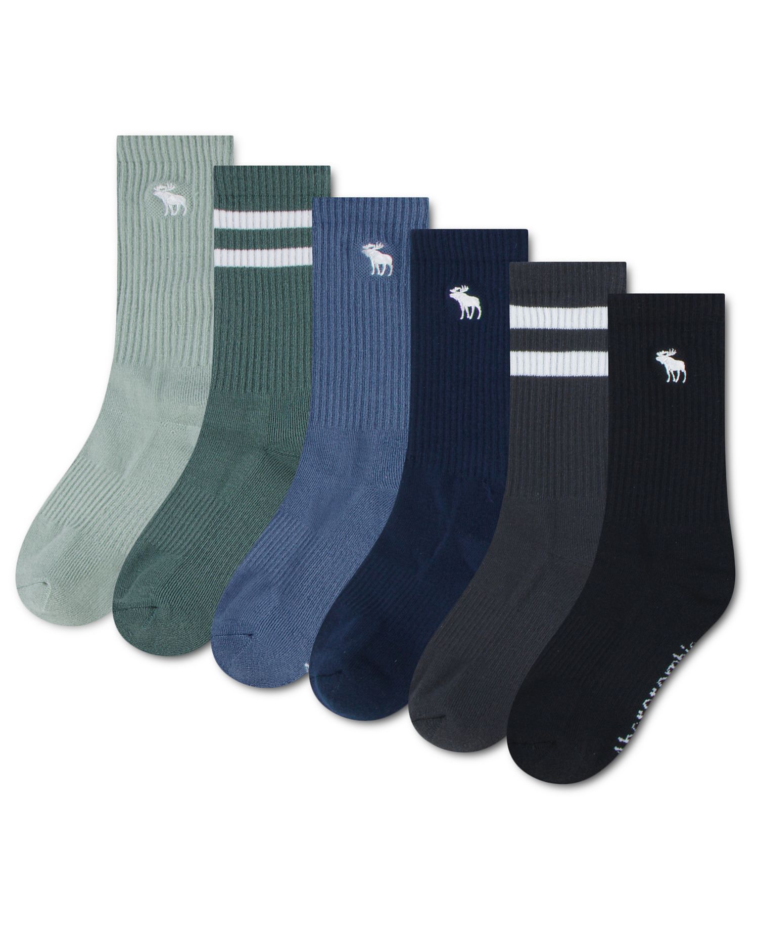 Boys' and Girls' 5-11 Core Stripe Crew Socks, 6-Pack