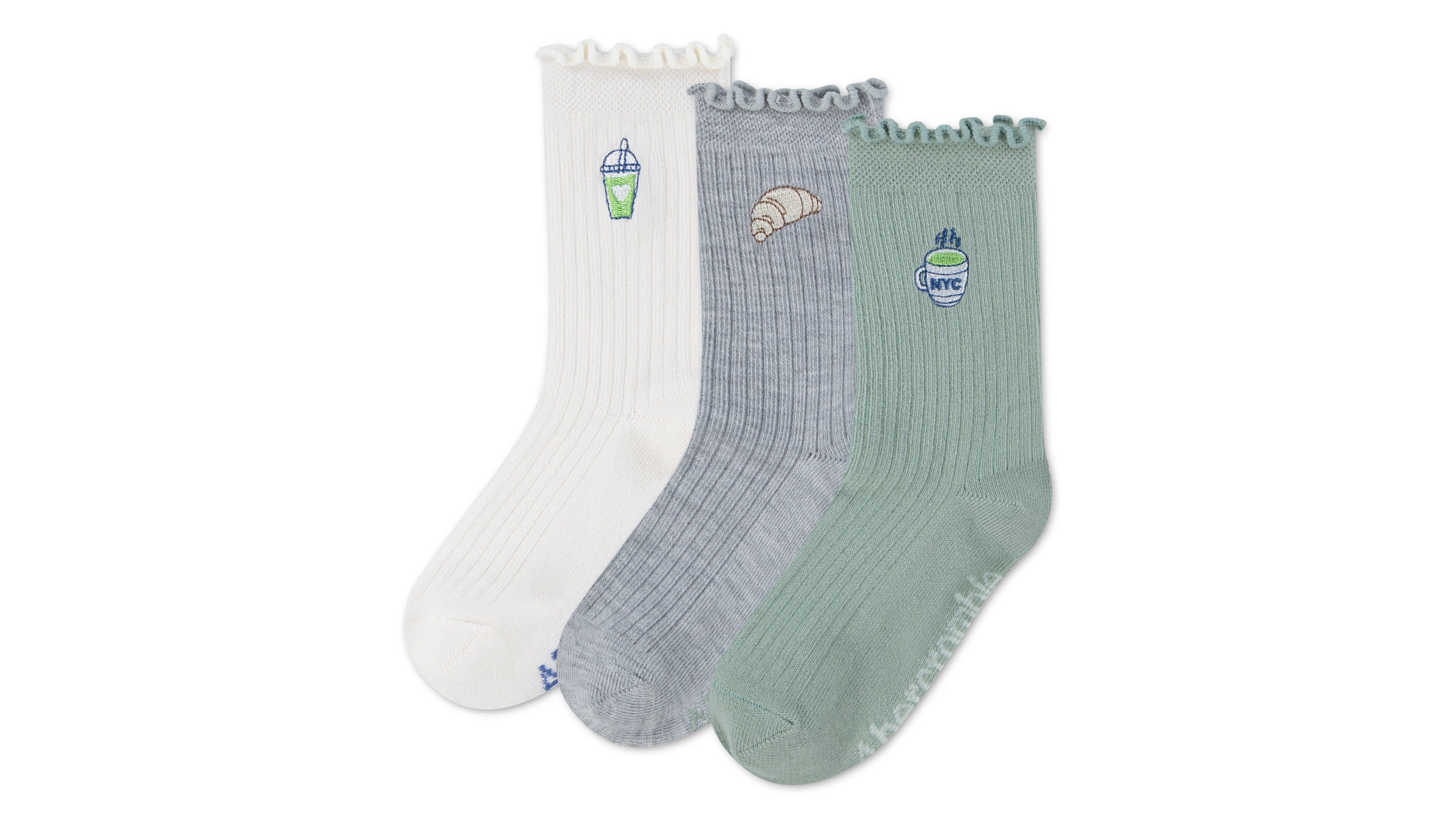 abercrombie kids Girls 3-Pack Half-Crew Lettuce Socks