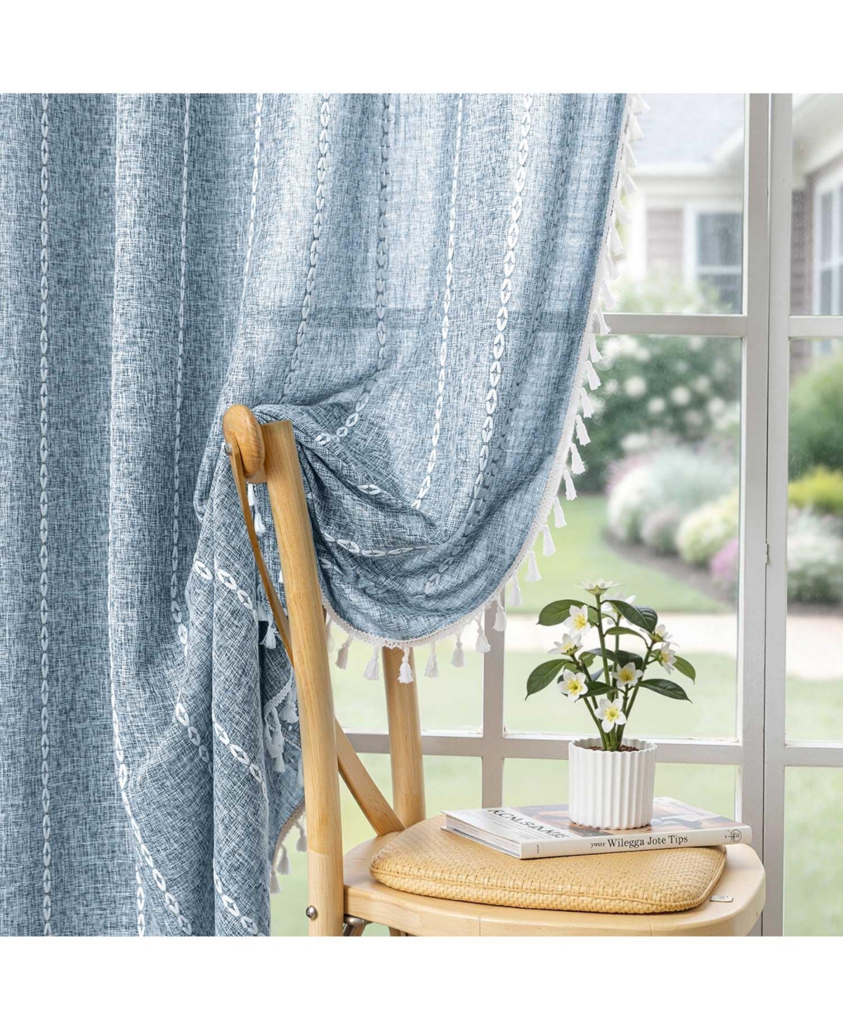 Awesome Home Casual Fringe Light Filtering Curtains Pair