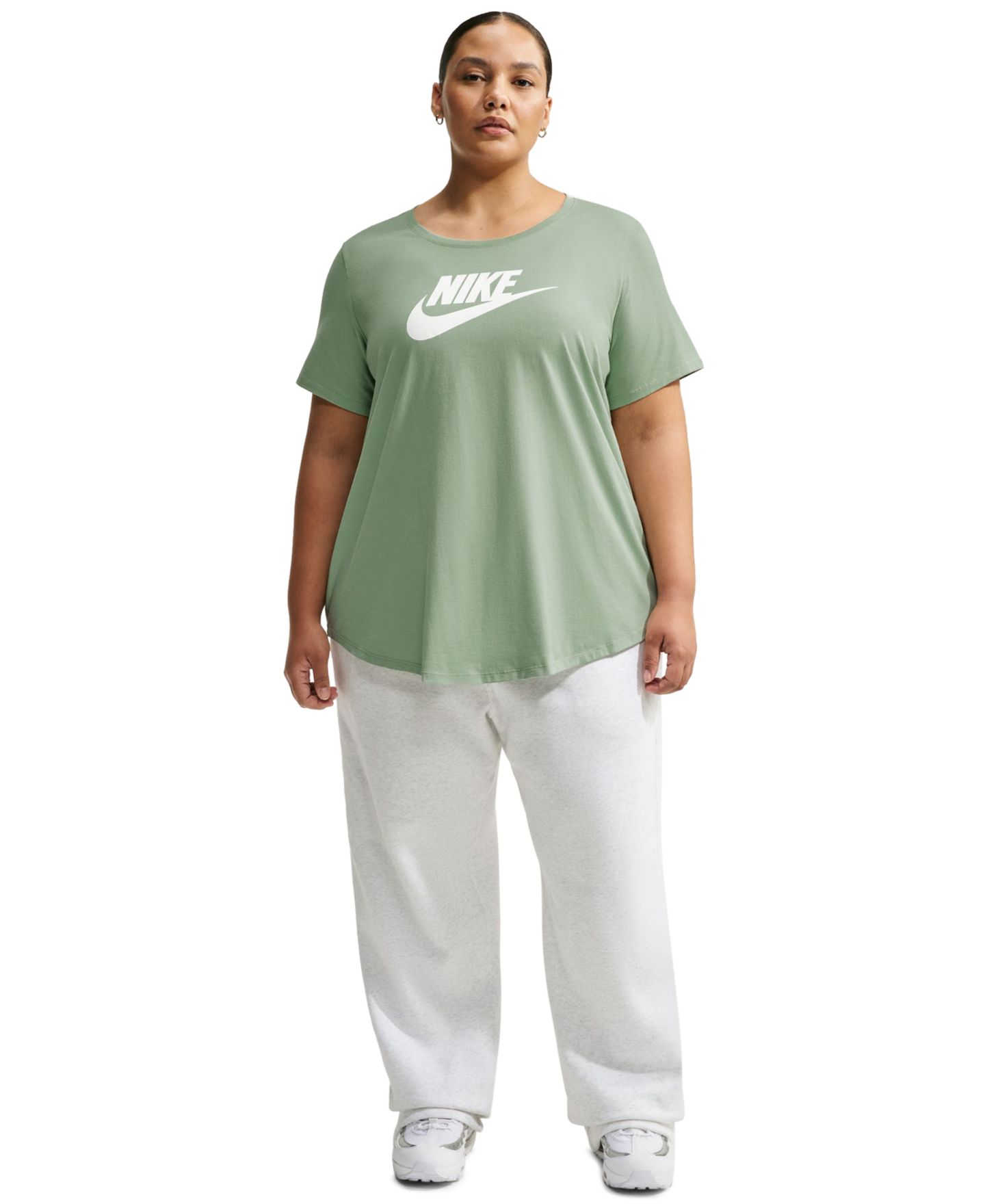 Женская футболка Nike Plus Size Active Sportswear Essentials Short-Sleeve Logo, цвет: Белый — фото 2