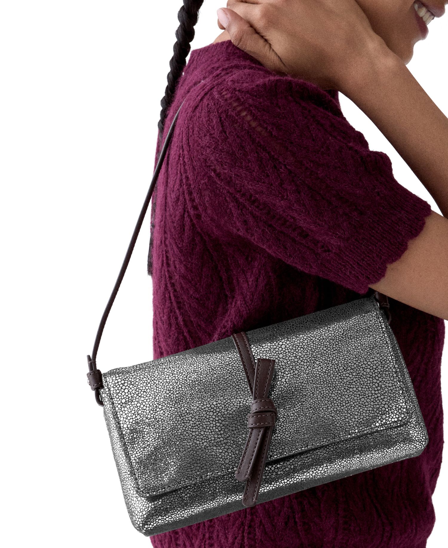 Loop Metallic Dot Small Flap Shoulder Handbag