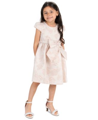 Girls' 2T-6X Brocade Cap Sleeve Beaded Trim Dress