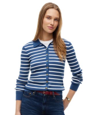 Women's Fine Gauge Polo Collar Cardigan