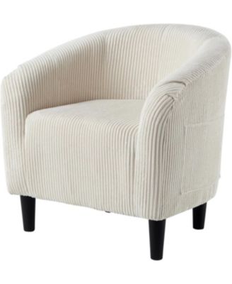 Barrel Accent Chair Corduroy Club Chair Elegant Armchair Cozy Backrest for Living Room Bedroom Reception Room Office