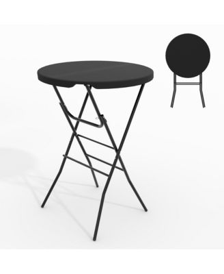 32" Outdoor HDPE Round Folding Cocktail Table, Folding Bar Table for Patio Backyard Indoor and Outdoor Events