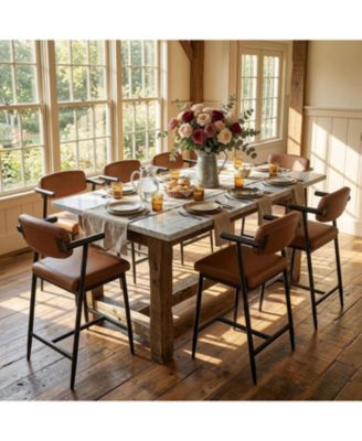 4-Piece Bar Stool Set: Metal Bar Stools with Armrests and Footrests, High-Back Design, and Soft Cushions—Perfect for Kitchen Islands and Bars