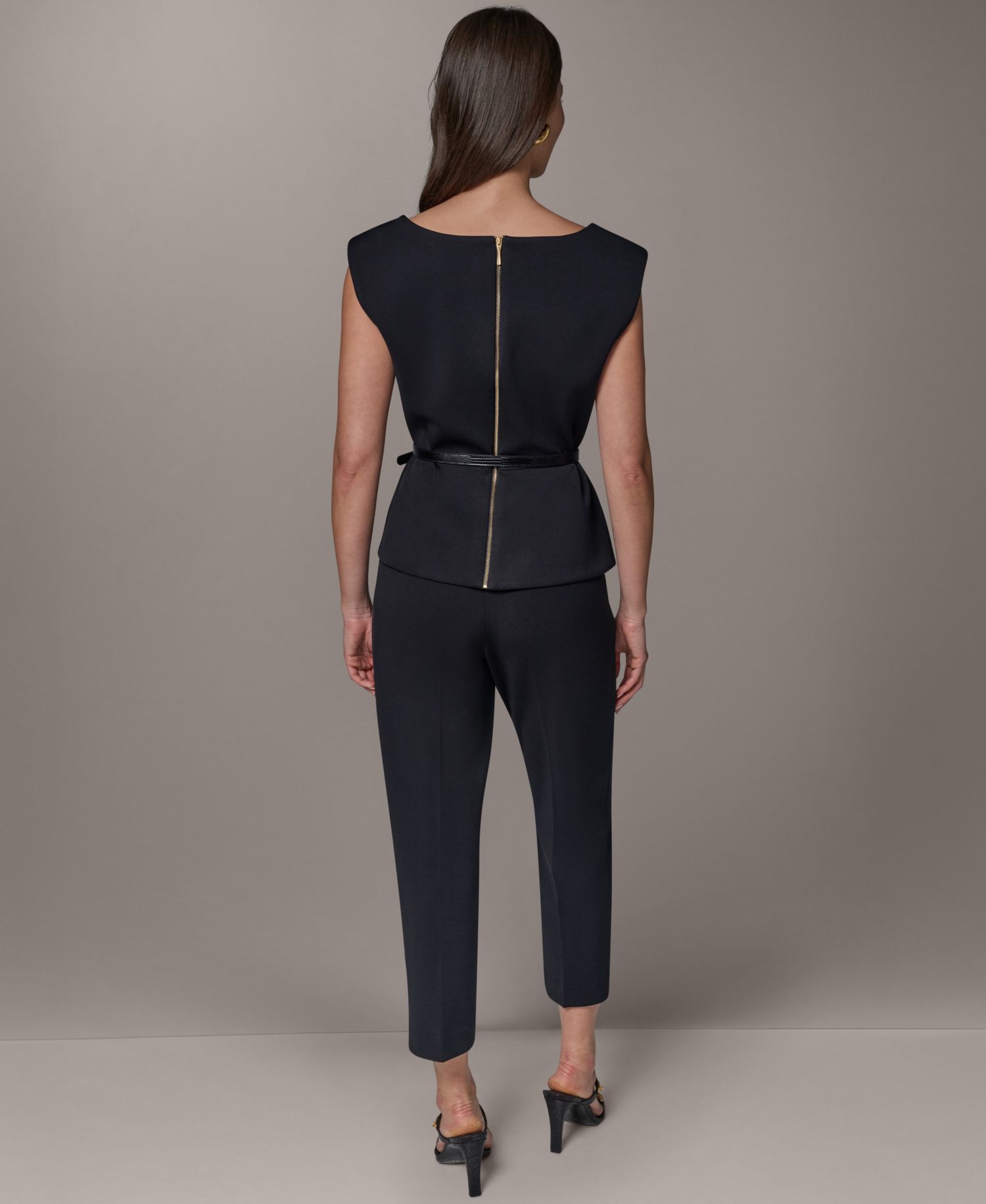 Women's Square Neck Belted Sleeveless Top