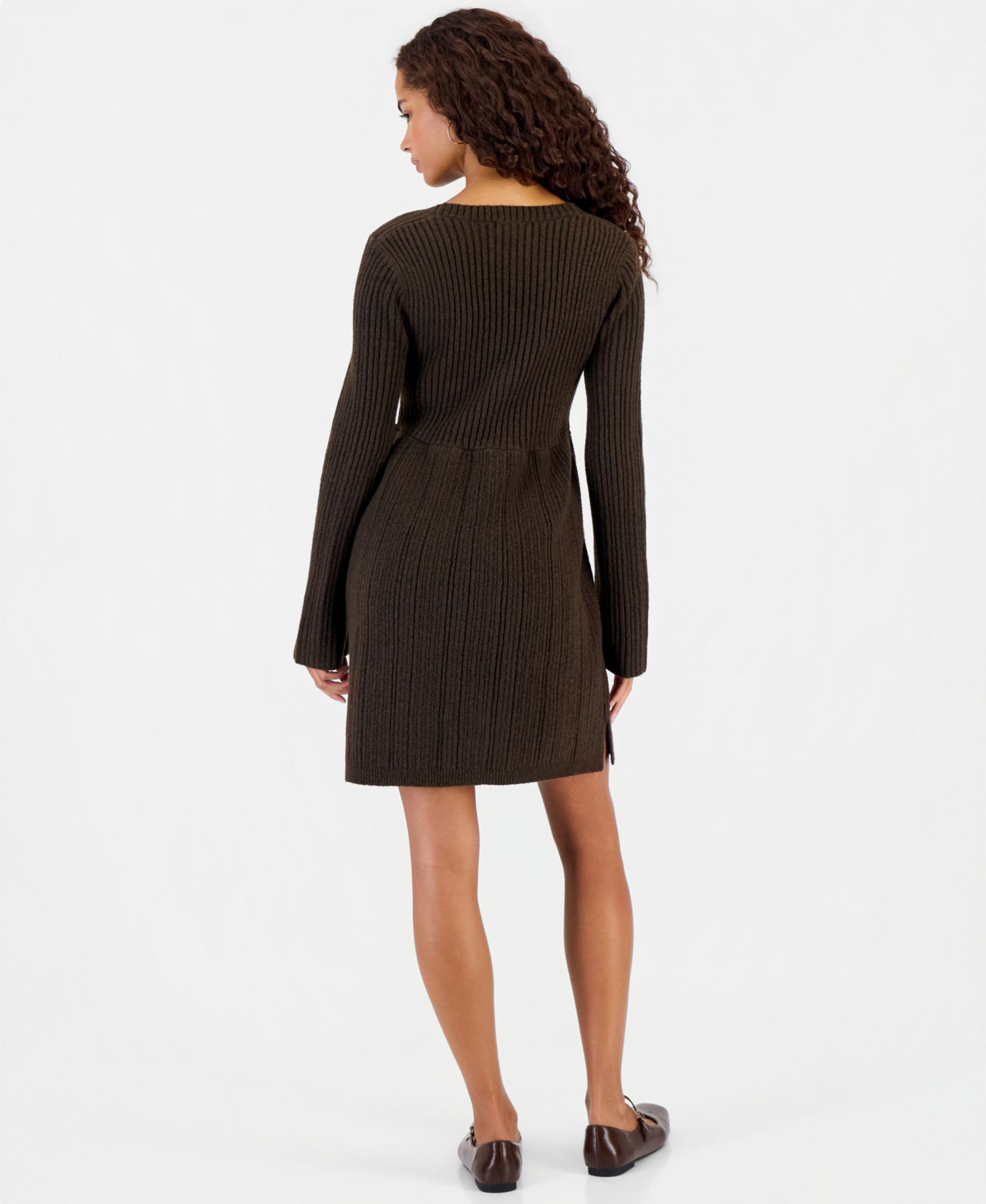Juniors' Babydoll Square Neck Sweater Dress