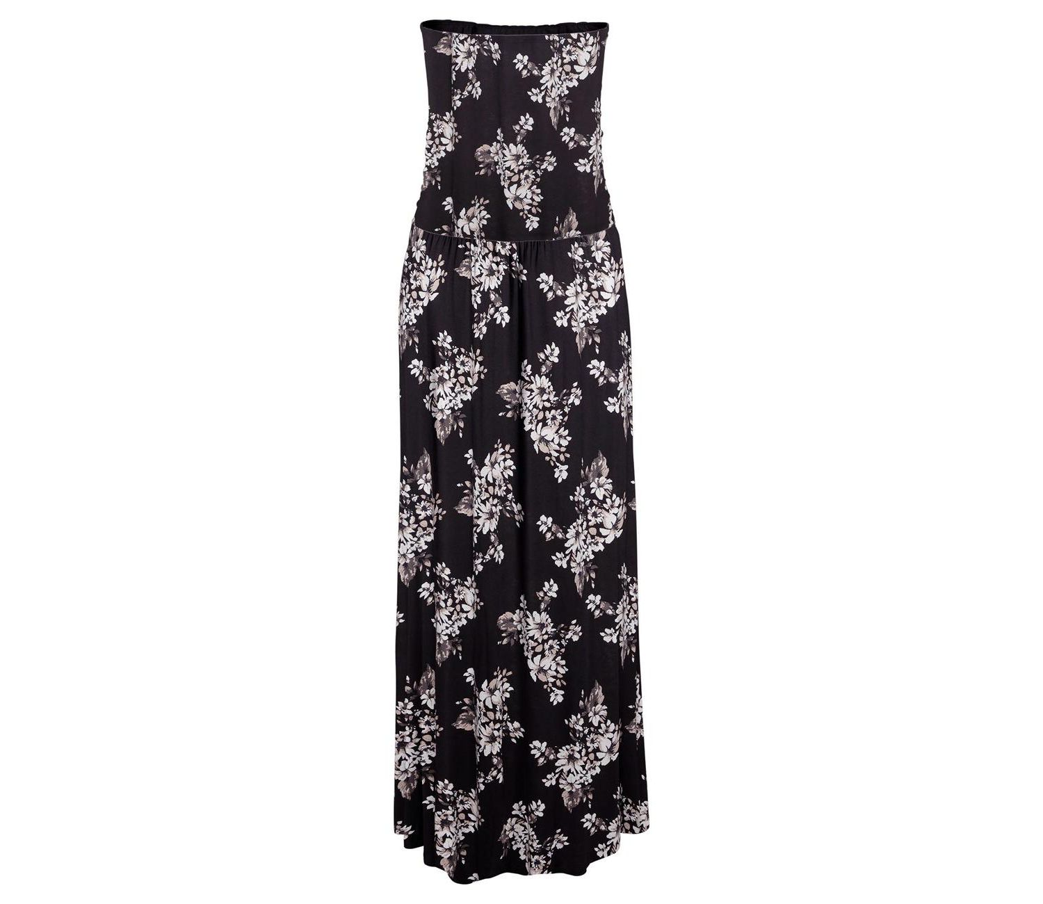 Women's Viscose Printed Strapless Column Bandeau Maxi Dress