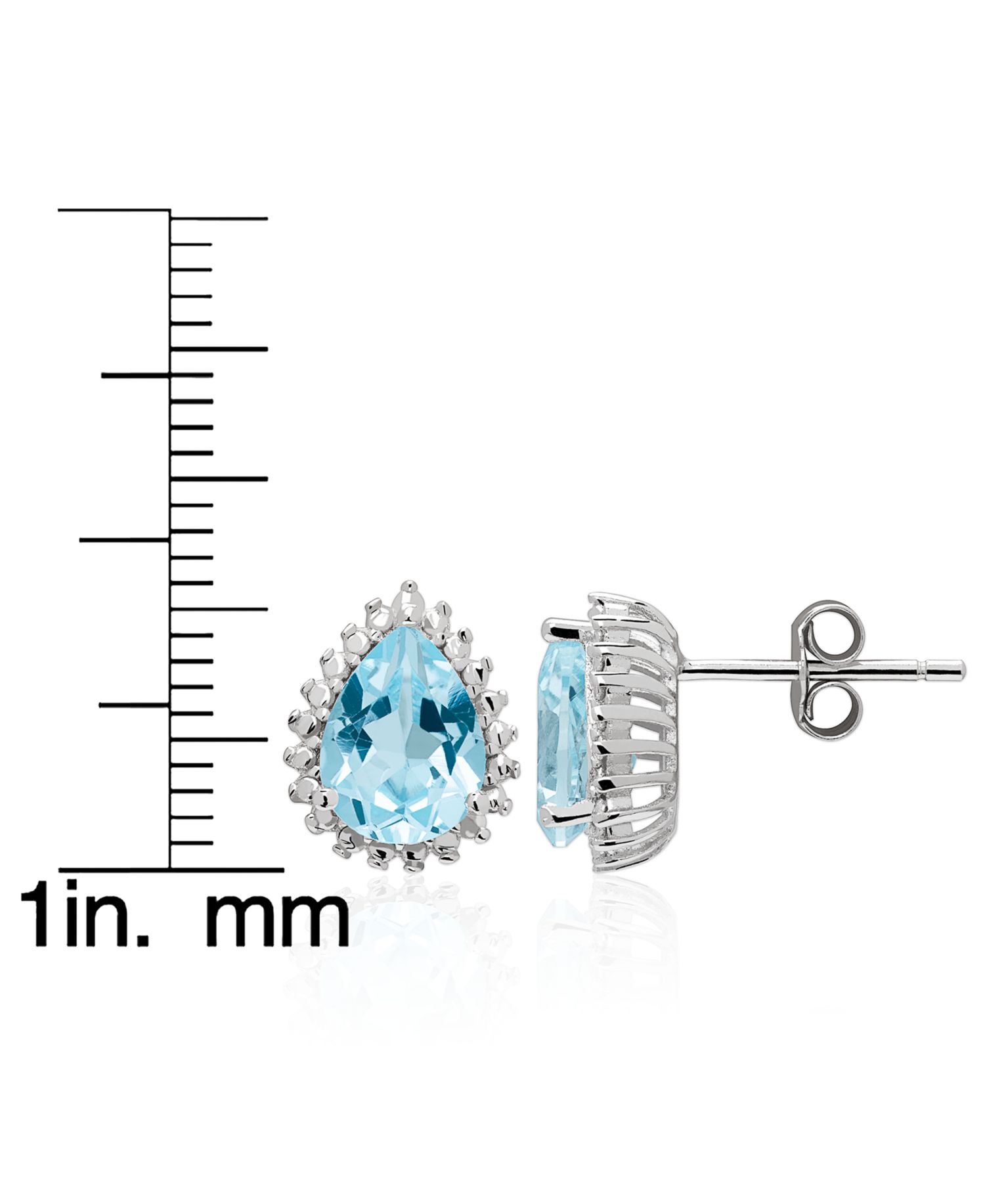 Simulated Gemstone Teardrop Pendant Necklace with Matching Stud Earrings, 2-Piece Set