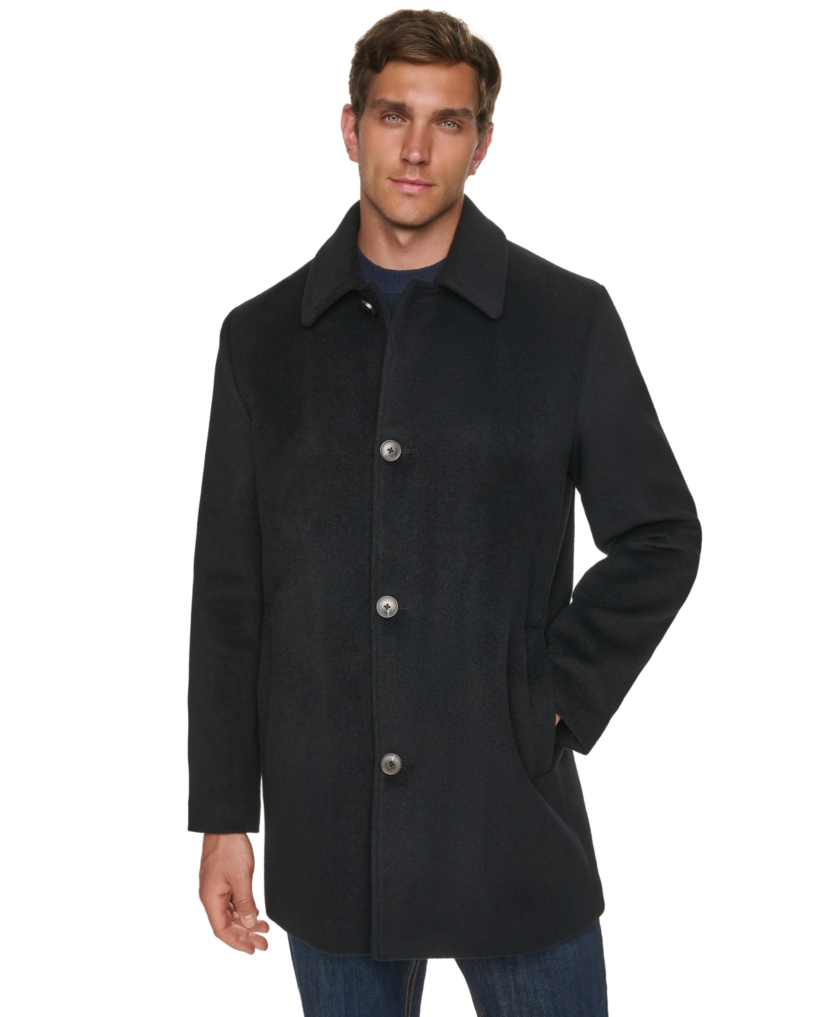 Cole Haan Men's Regular-Fit Cashmere-Wool Blend Single-Breasted Car Coat