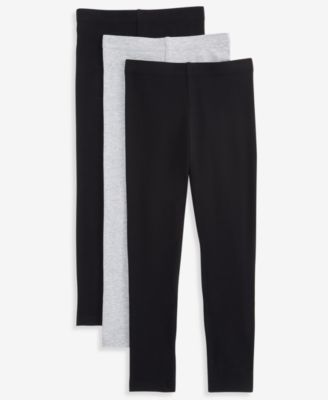 Girls' XS-XL Solid and Heathered Leggings, 3-Pack