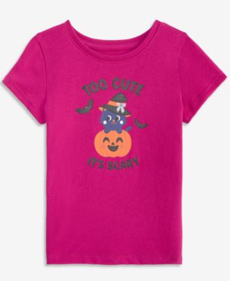 Toddler Girls' 12M-5T Short-Sleeve Too Cute It's Scary Cat T-Shirt