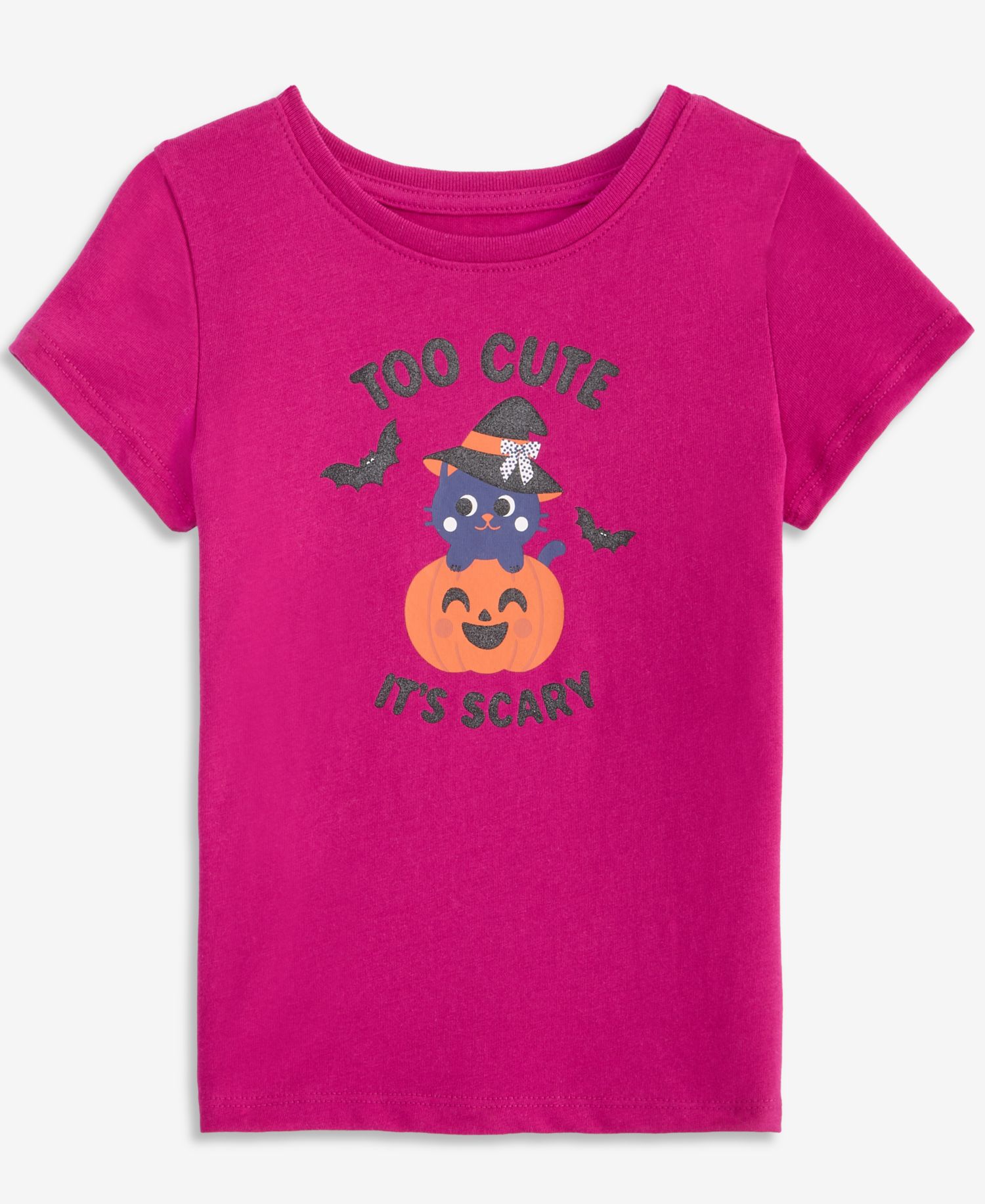 Toddler Girls' 12M-5T Short-Sleeve Too Cute It's Scary Cat T-Shirt