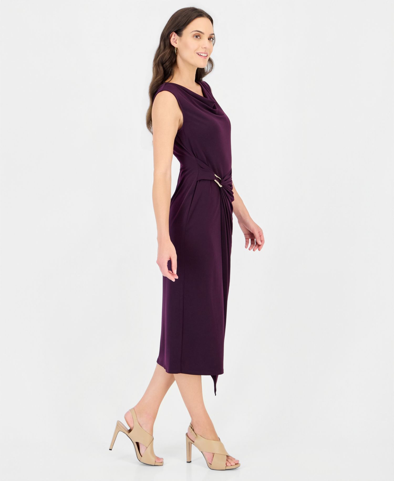 Women's Cowl Neck Sleeveless Wrap Dress