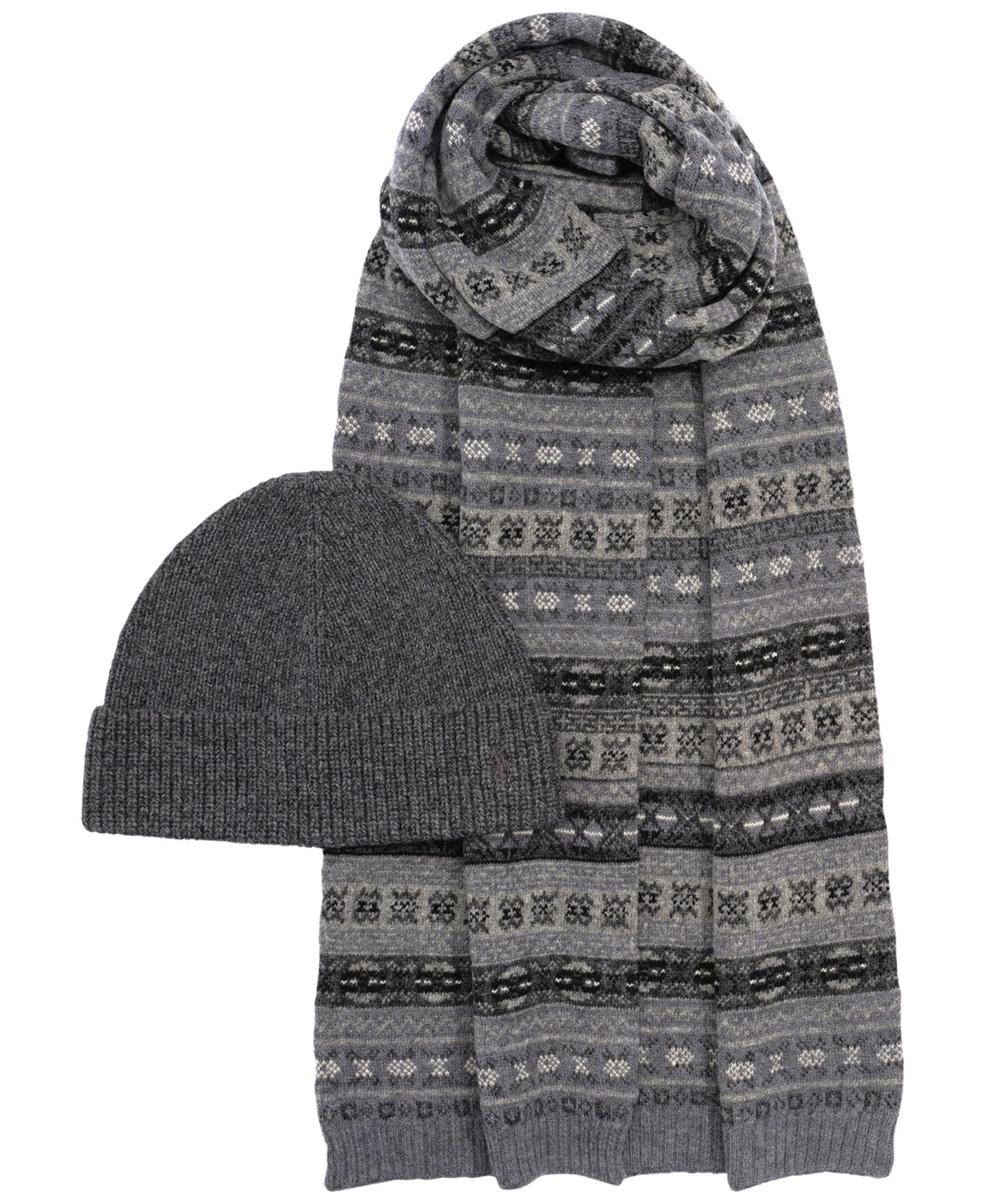 Мужские аксессуары Polo Ralph Lauren Fair Isle Gift Set, цвет: Серый разноцветный — фото 1