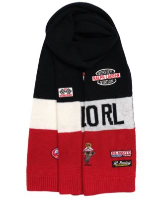 Embroidered Motobear Knit Racing Bear Scarf