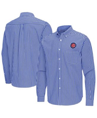 Men's Royal Chicago Cubs Ellis Woven Tri-Blend Button-Down Shirt