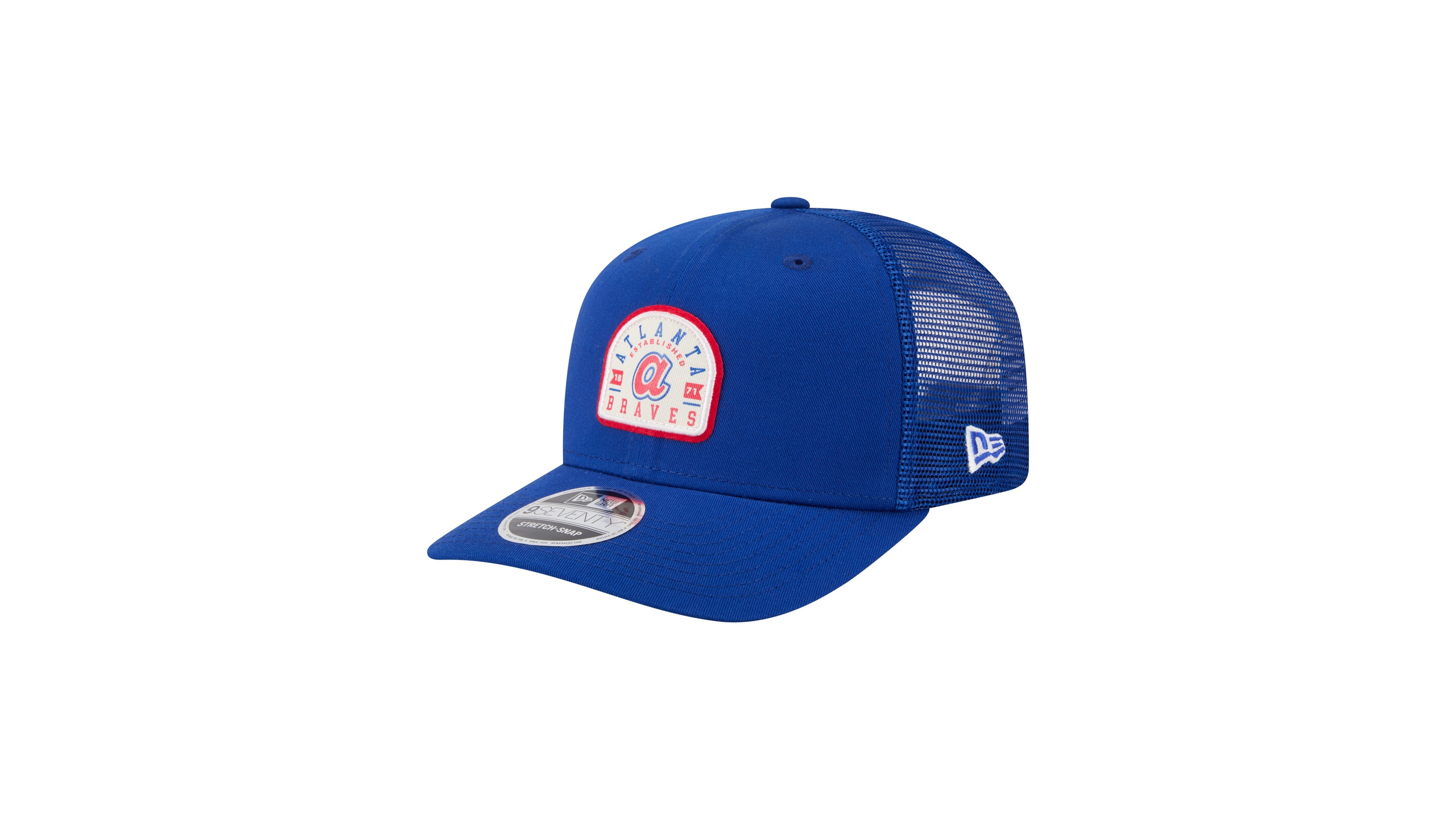 New Era Men's Royal Atlanta Braves Throwback Contest 9SEVENTY Adjustable Trucker Hat
