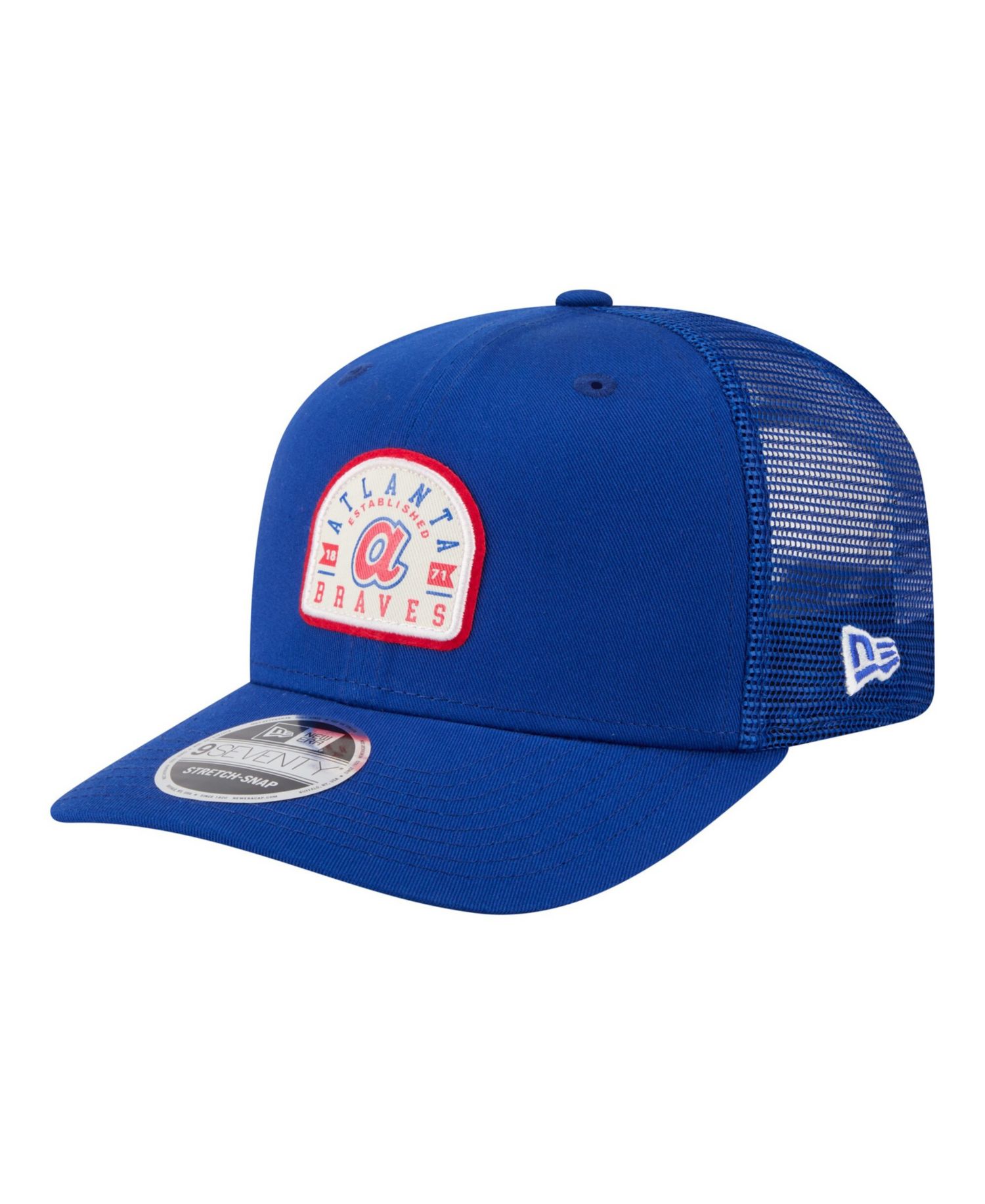 Men's Royal Atlanta Braves Throwback Contest 9SEVENTY Adjustable Trucker Hat