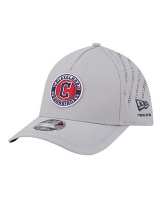 Men's Gray Cleveland Guardians Patch 39THIRTY A-Frame M-Crown Perforated Flex Hat