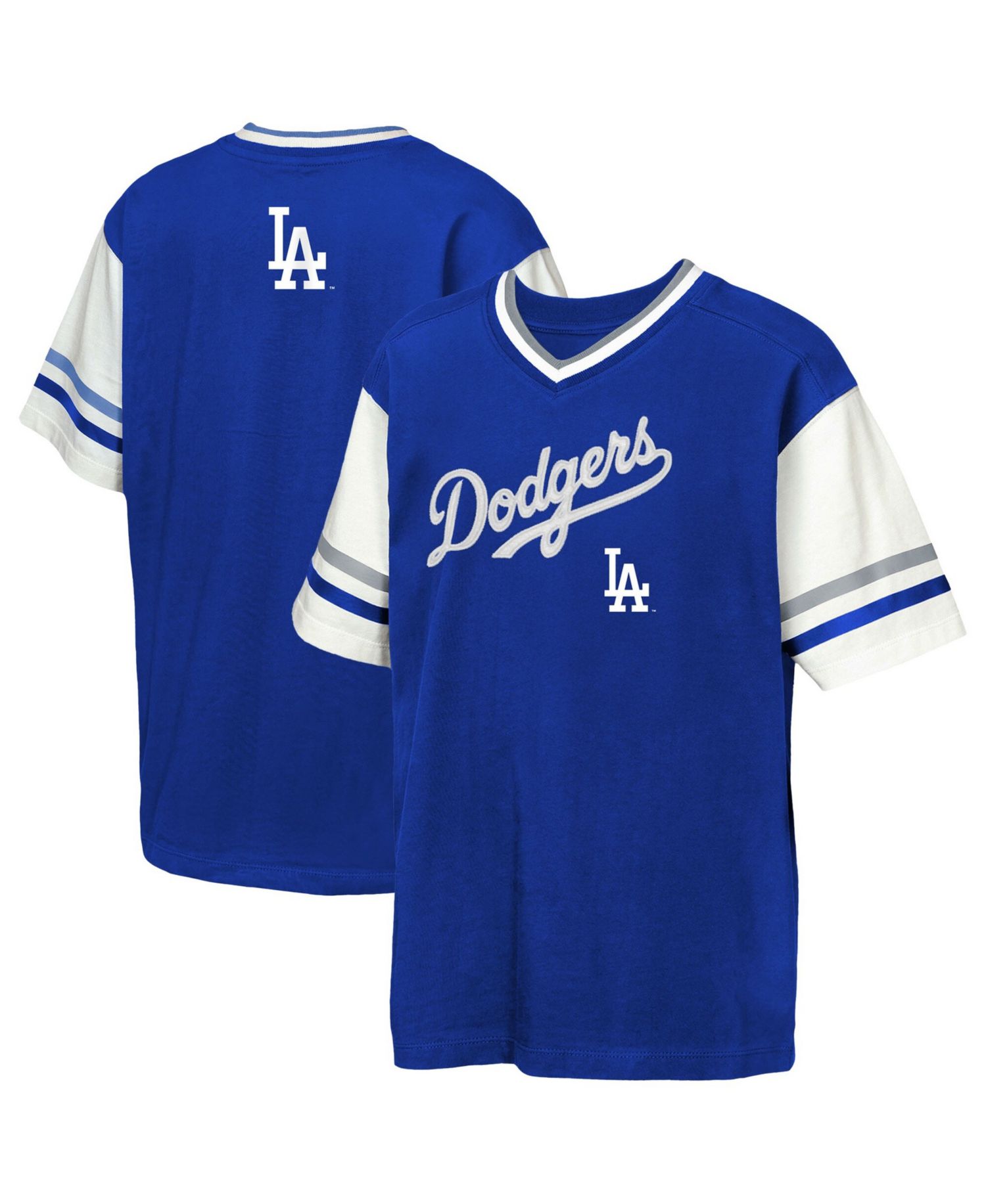 Big Boys and Girls Royal Los Angeles Dodgers Big League Base Runner Ringer T-Shirt