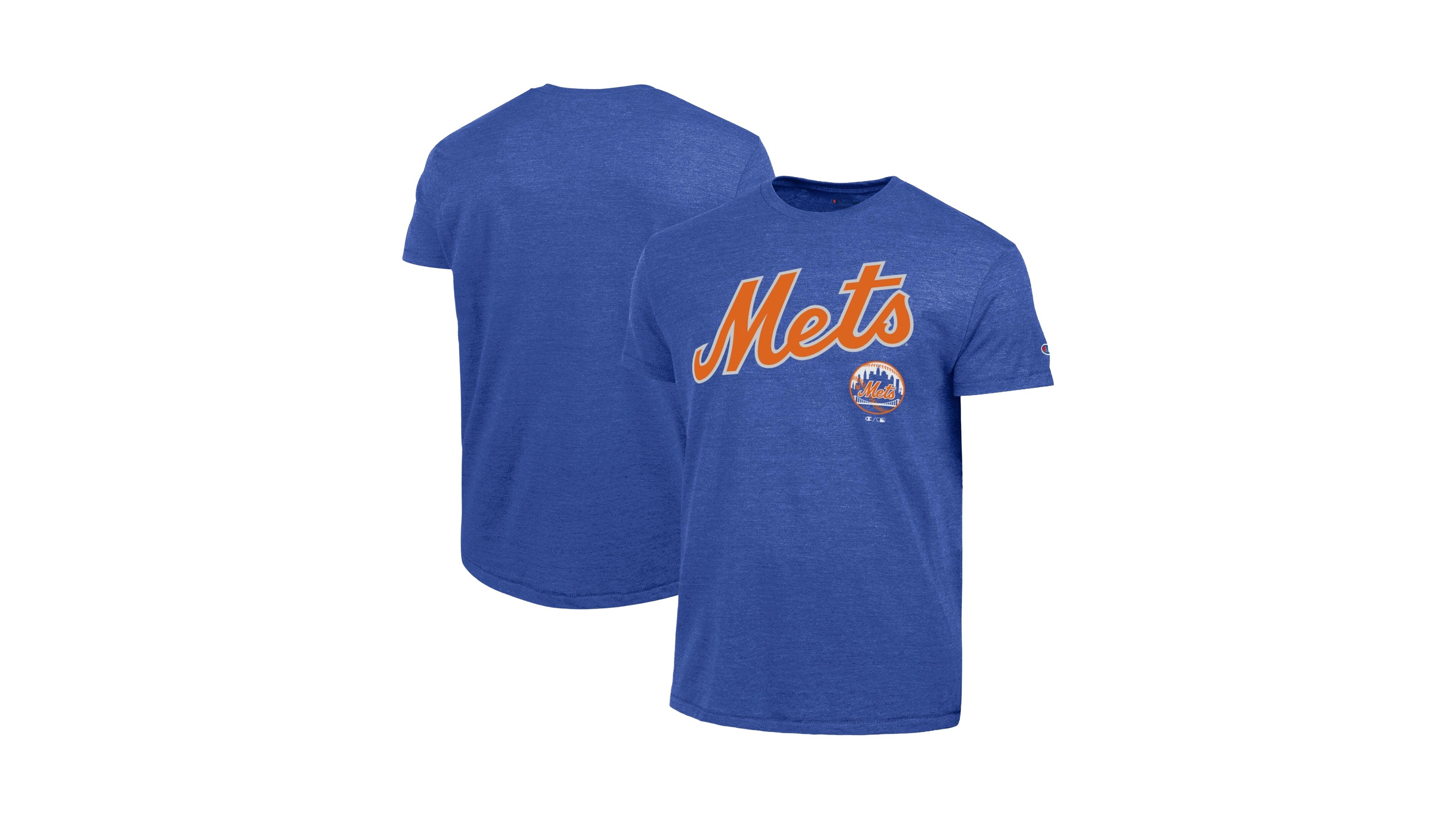 Champion Men's Royal New York Mets Cooperstown Wordmark Lockup Tri-Blend T-Shirt