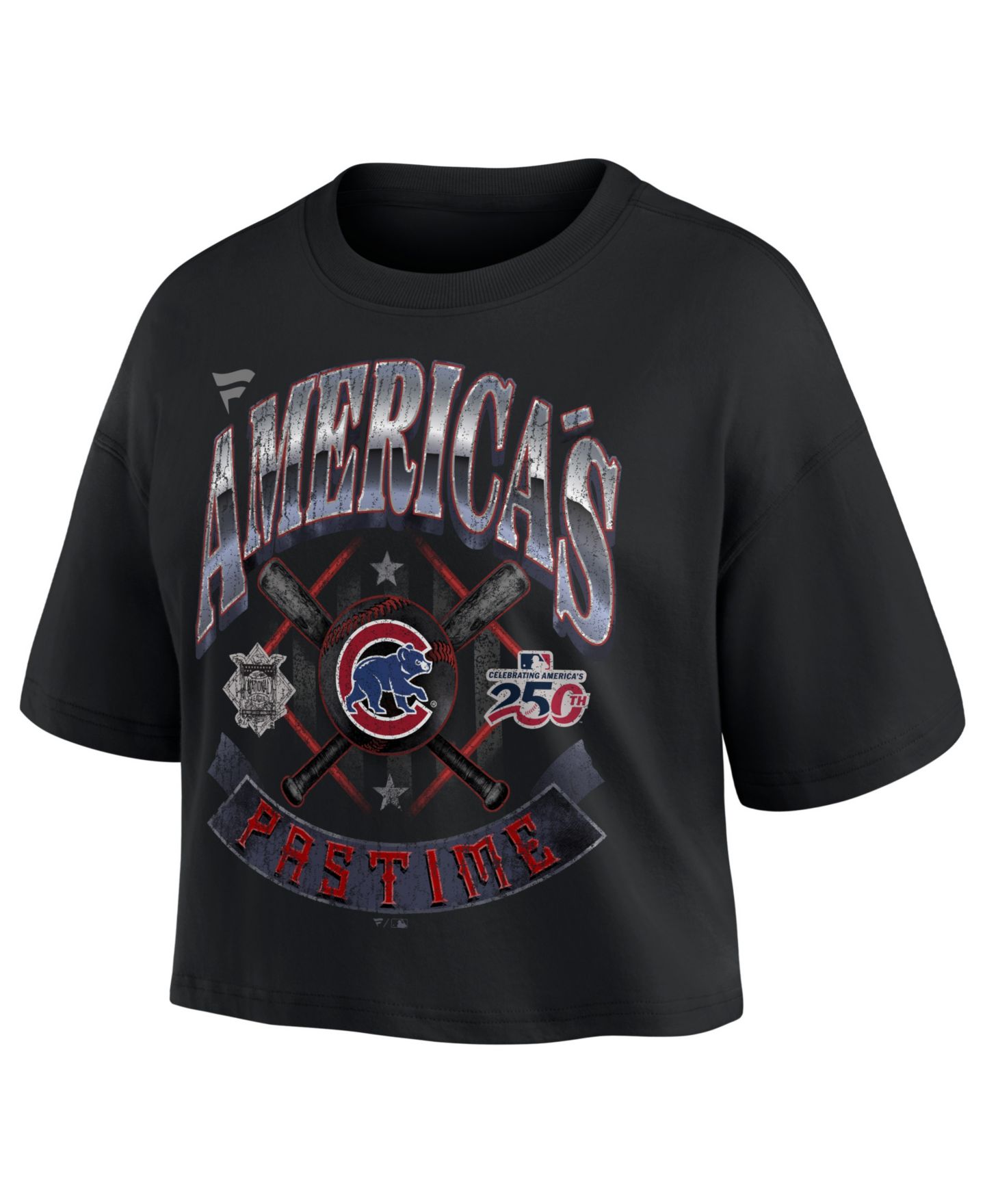 Женская футболка Fanatics Black Chicago Cubs Americana Crop — фото 2