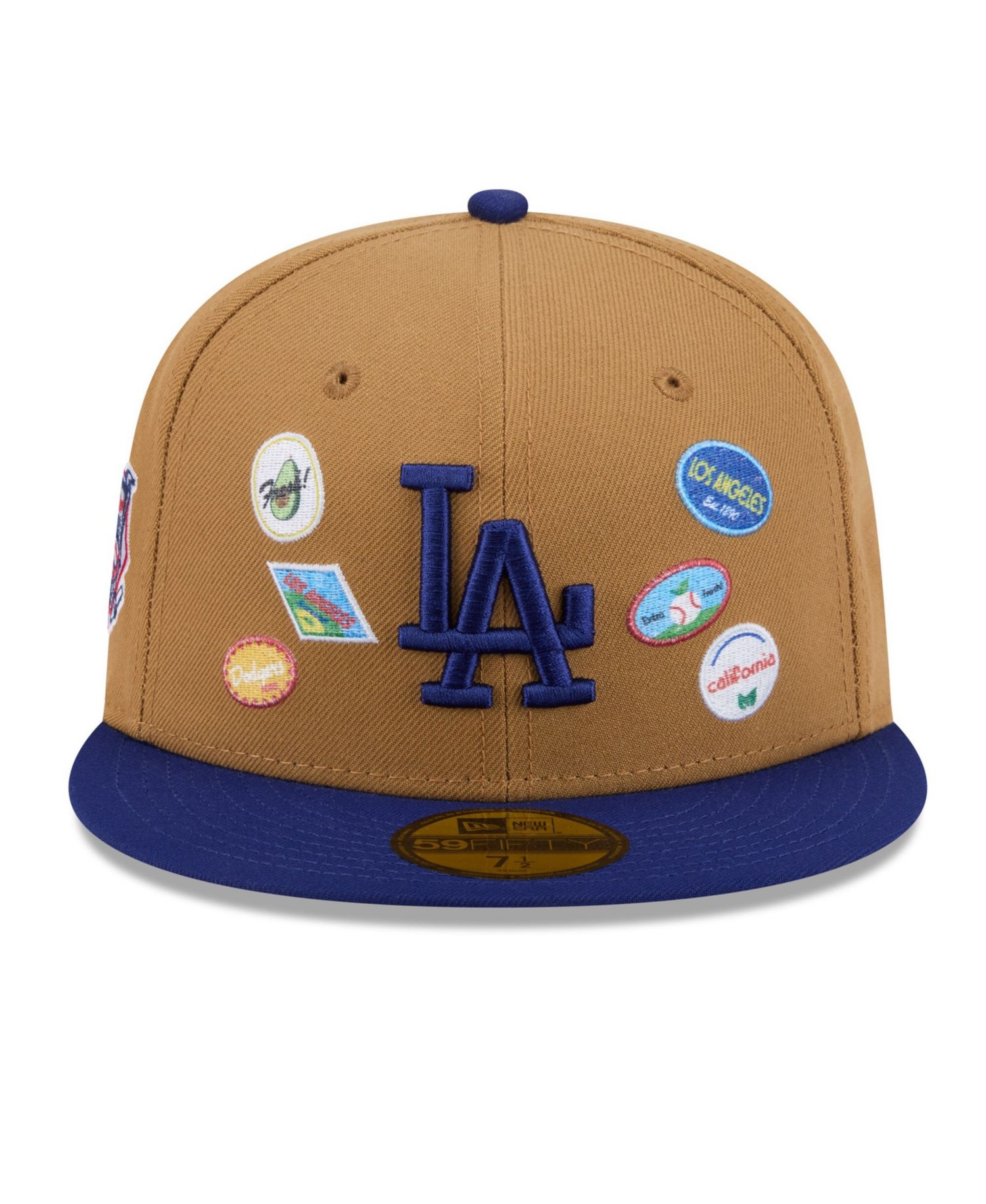 Men's Tan Los Angeles Dodgers Fruit Sticker 59FIFTY Fitted Hat