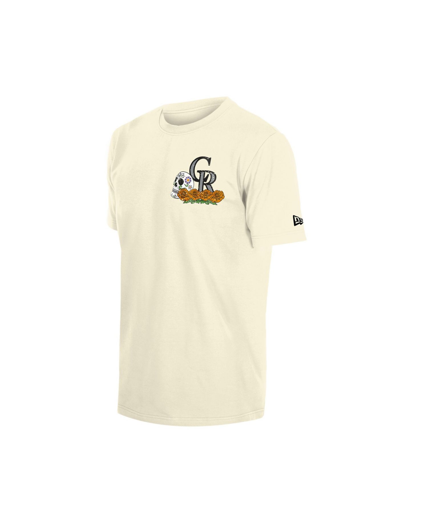 Men's Natural Colorado Rockies Dia de los Muertos Sugar Skull T-Shirt