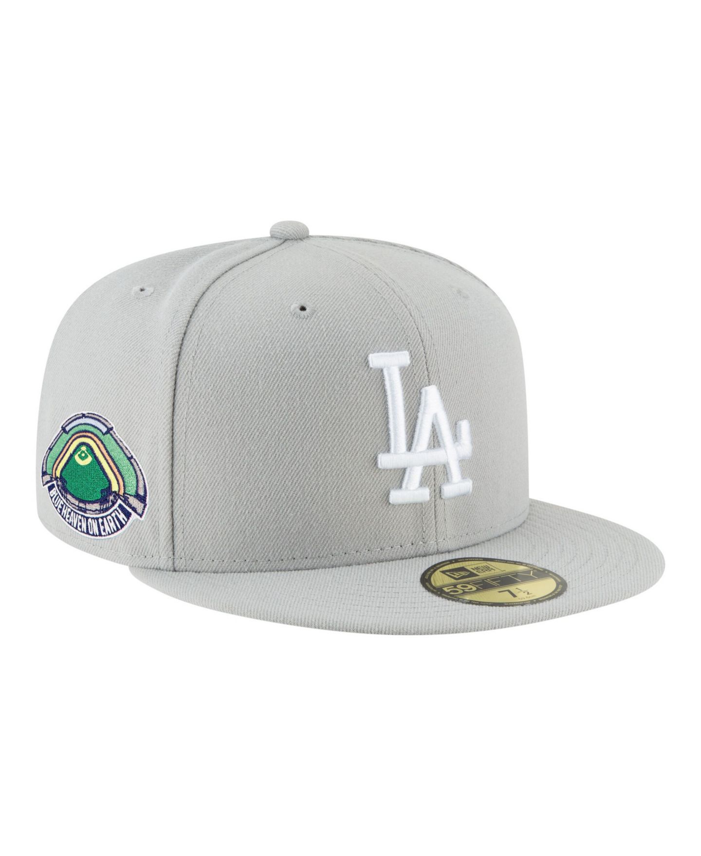 Мужская кепка New Era Gray Los Angeles Dodgers Blue Heaven on Earth Stadium Patch 59FIFTY Fitted Hat — фото 1