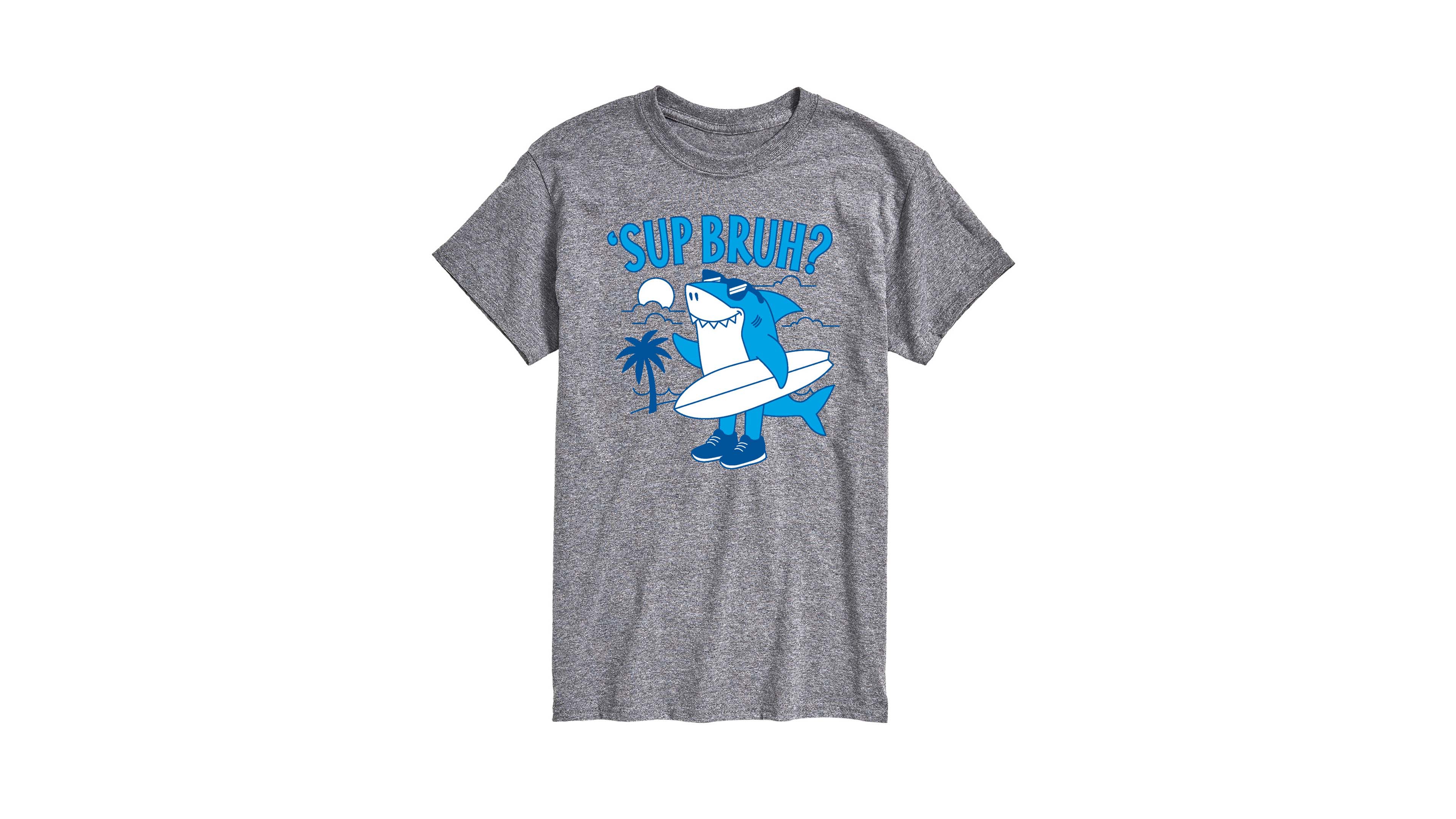 Airwaves Men's Instant Message Sup Bruh Shark Graphic T-Shirt